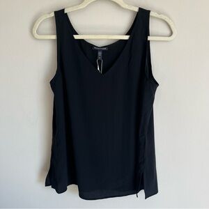 Eileen Fisher NWT Women's 100% Silk Black V-neck Tank Closet Staple Size Small